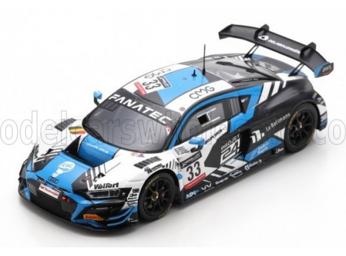 AUDI R8 Lms Gt3 Team Wrt №33 2nd Gold Cup Class 24h Spa (2022) A.Robin - R.Tomita - U.de Pauw - M.Robin, Light Blue White Black