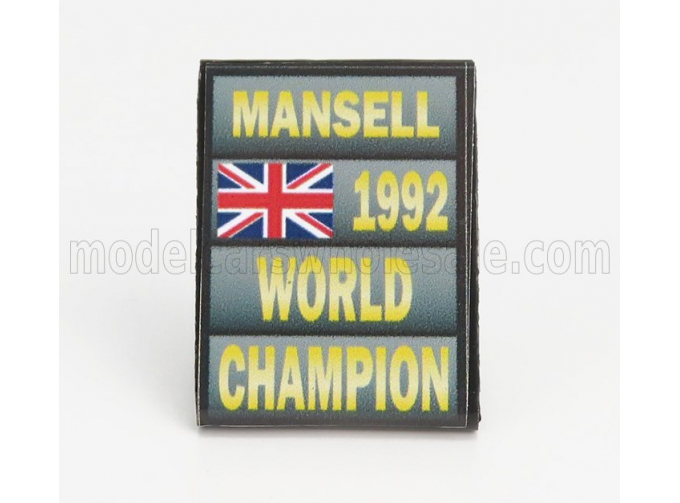 ACCESSORIES F1 World Champion Plate Pit Board - Williams Fw14b Renault N 5 Season (1992) Nigel Mansell, Grey Black Yellow