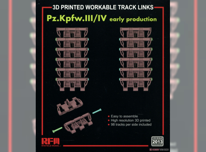 Рабочие траки для Pz. Kpfw. III/IV раннее производство (3D печать)