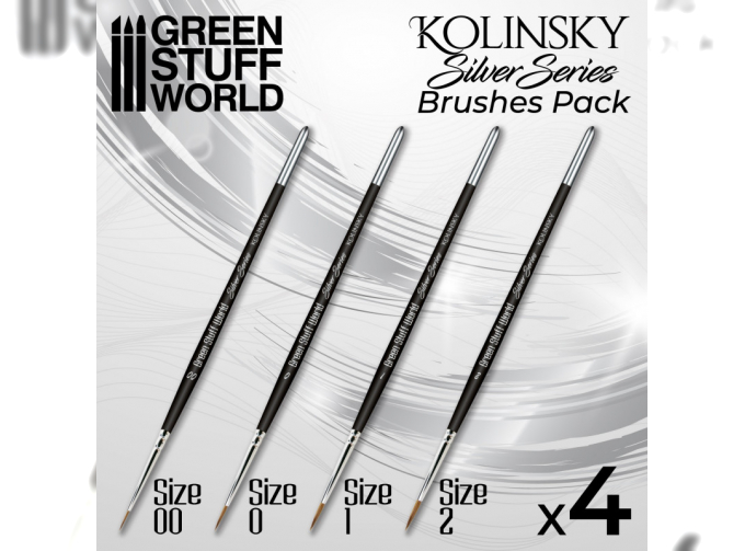 Набор синтетических кистей SILVER "GREEN SERIES" (4 шт.) / GREEN SERIES Synthetic Brush Set