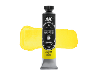 Краска акриловая ARTISTIC DENSE в тюбике - Жёлтый / YELLOW – ARTISTIC DENSE ACRYLIC COLOR, 20 мл