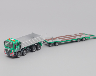 MAN TGS M 4-axle Dump Truck / Goldhofer TU-4 Lowboy "Trost", green / aluminum / black