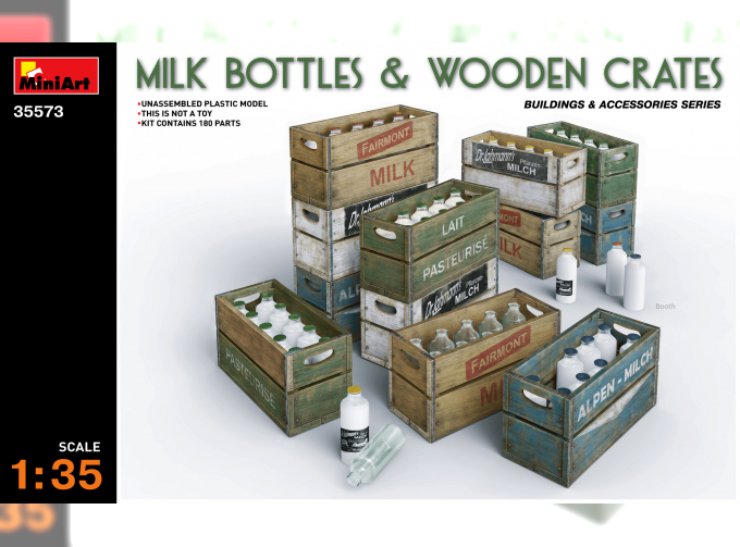 Сборная модель Аксессуары MILK BOTTLES & WOODEN CRATES