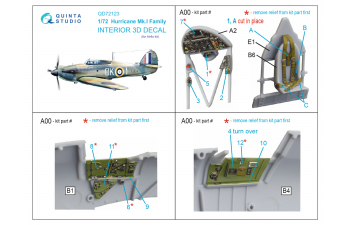 3D Декаль интерьера кабины для семейства Hurricane Mk.I (Airfix)