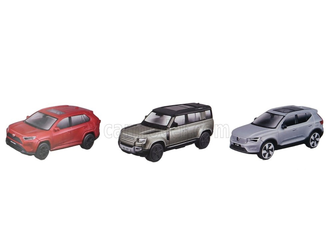 Набор из трех моделей TOYOTA RAV 4 - LAND ROVER NEW DEFENDER 110 - VOLVO EX90 (2024)