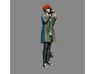 Фигура Девушка с котом на плече, окрашенная