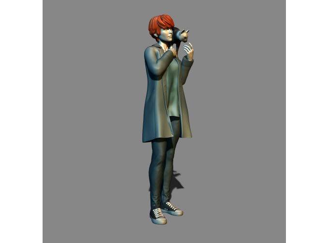 Фигура Девушка с котом на плече, окрашенная