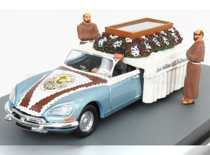 CITROEN Diorama - Ds Special (1968) - Funerale Di Padre Pio 1968 - Hearse - Funeral Car - With Figures, Light Blue Met