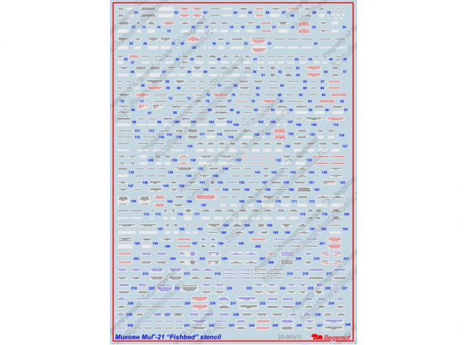 Декаль Микоян М&Г-21 "Fishbed", технические надписи