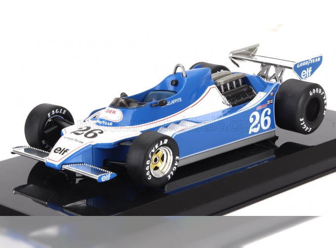 LIGIER F1 Js11 №26 Season (1979) Jacques Laffite - Con Vetrina - With Showcase, Light Blue White