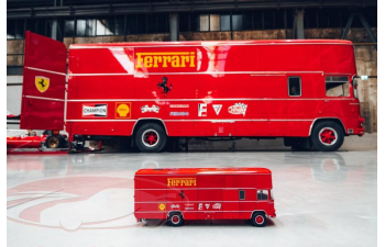 OM FIAT 150 Rolfo Scuderia Ferrari Race Car Transporter of the 70s  (1967), red