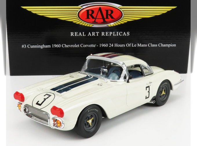 CHEVROLET CORVETTE C1 COUPE 4.6L V8 TEAM B.S. CUNNINGHAM №3 WINNER CLASS 24h MANS J.FITCH - B.GROSSMAN (1960), WHITE BLUE