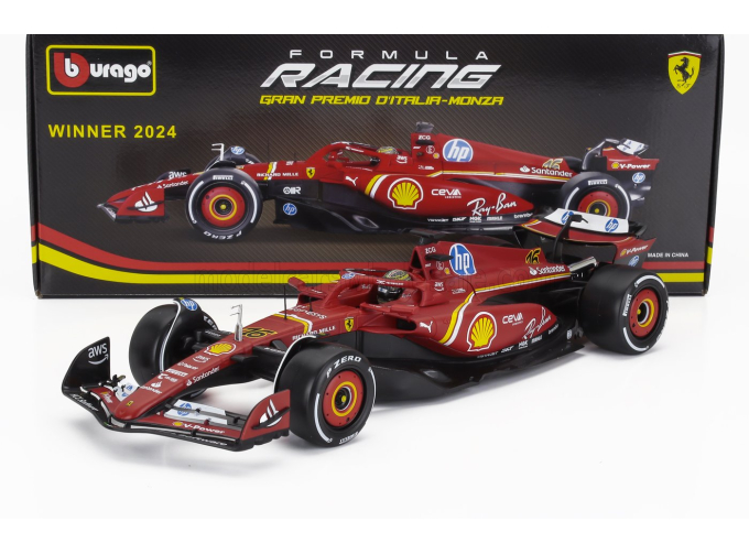 FERRARI F1 Sf-24 Team Scuderia Ferrari №16 Winner Italy Monza Gp (2024) Charles Leclerc, Red White Black