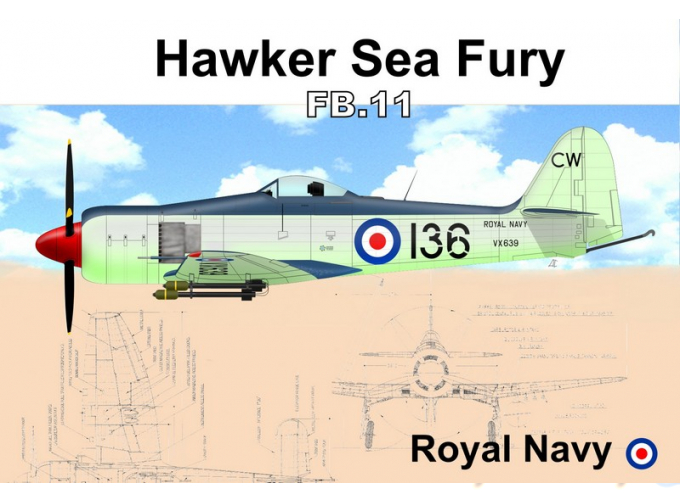 Сборная модель Английский истребитель Sea Fury FB.11 Royal Navy