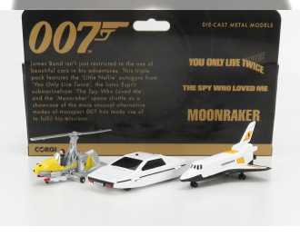LOTUS Set 007 James Bond - Esprit (1977) - The Spy Who Loved Me - La Spia Che Mi Amava - Gyrocopter - Little Nellie 1967 - Helicopter You Only Live Twice - Space Shuttle - Moonraker, White Yellow
