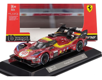 FERRARI 499p 3.0l Turbo V6 Team Ferrari Af Corse №51 3rd 24h Le Mans (2025) Alessandro Pier Guidi - James Calado - Antonio Giovinazzi - Con Vetrina - With Showcase, Red Yellow Black