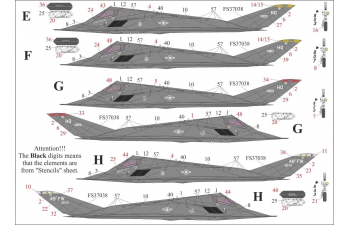 Декаль для F-117 Nighthawk Over Jugoslavia, с тех. надписями