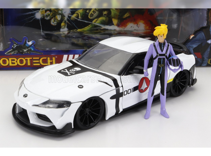 TOYOTA Supra With Roy Focker Figure Robotech 2020, White Black