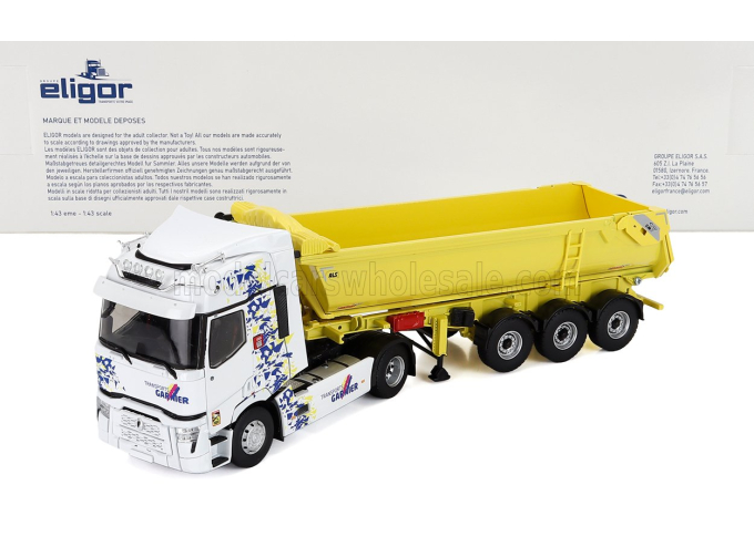 RENAULT T480 Truck Cassone Ribaltabile Garnier Transports (2021), White Yellow