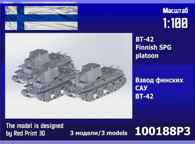 Сборная модель взвод финских САУ BT-42 (3 шт.)