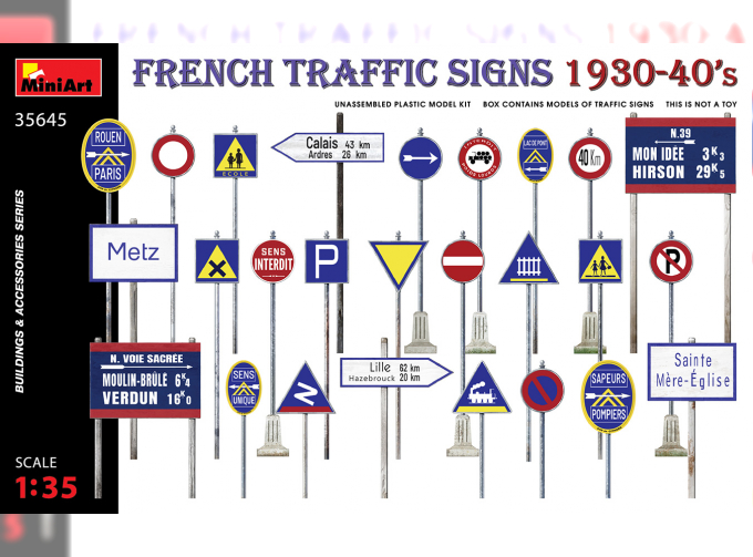 Сборная модель Дорожные знаки. Франция 1930-40-х гг.