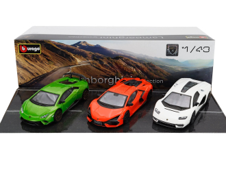 Набор из трех моделей LAMBORGHINI Set 3x Revuelto Hybrid (2023) - Huracan Performante - Countach Lpi 800-4 (2021)