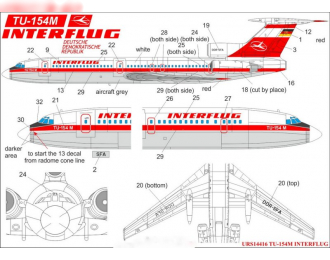 Декаль для Tu-154M Interflug