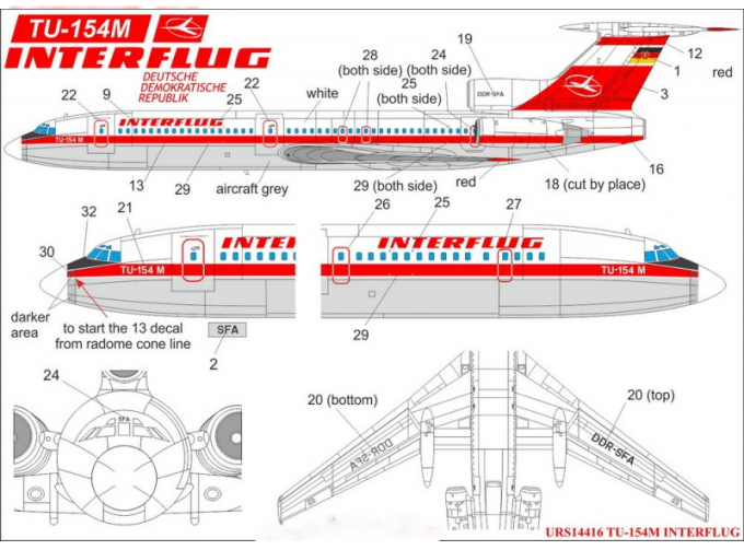 Декаль для Tu-154M Interflug