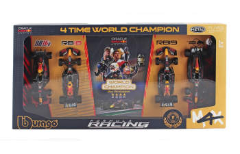 RED BULL Set F1 4x - 4 Time World Champion - Rb16b №33 Season (2021) - Rb18 №1 Season (2022) - Rb19 №1 Season (2023) - Rb20 №1 Season (2024) Max Verstappen, Matt Blue Yellow Red