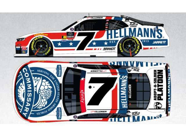 Chevrolet #7 Justin Allgaier *, Hellmannâ€™s DeCA*, red/white/blue 2025