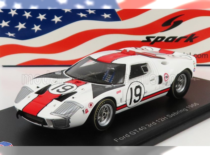 FORD GT40 Mkiv 7.0l V8 №19 3rd 12h Sebring (1966) S.Scott - P.revson, White Red Grey