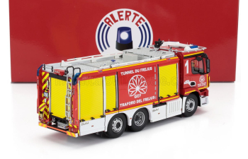 MERCEDES-BENZ Antos 2543 Bai Tanker Truck Sapeurs Pompiers Traforo Tunnel De Frejus France-italy 3-assi (2018), Red Yellow White