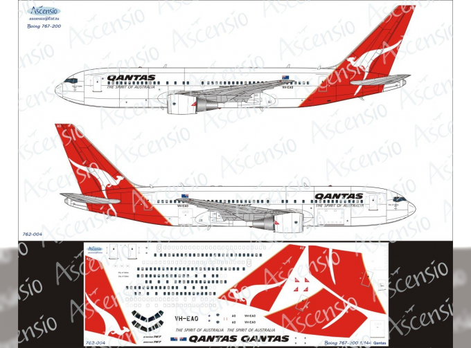 Декаль на самолет боенг 767-200 (Qantas)