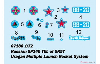 Сборная модель Российский 9П140 TEL реактивной системы залпового огня 9К57 "Ураган"