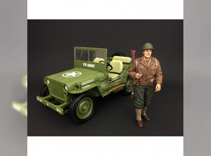 FIGURES SOLDATO AMERICANO CON FUCILE - USA SOLDIER I WITH RIFLE GUN, GREEN BROWN