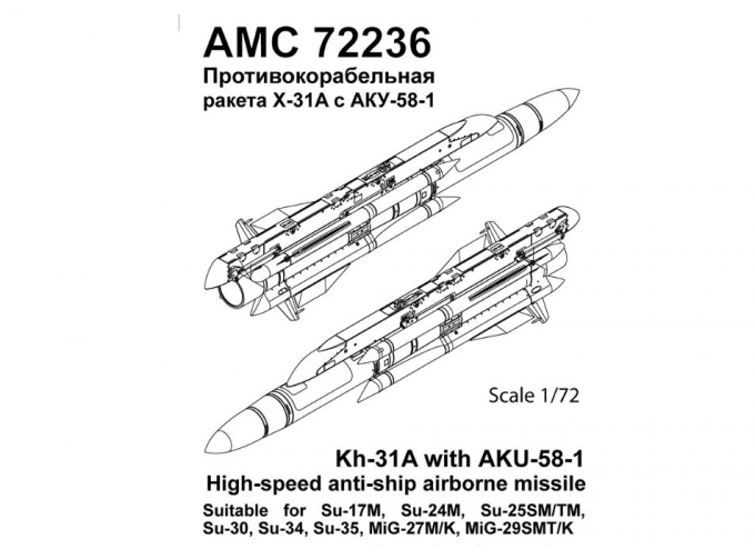 Набор для доработки Советская / российская противокорабельная ракета Х-31А с пилоном АКУ-58-1