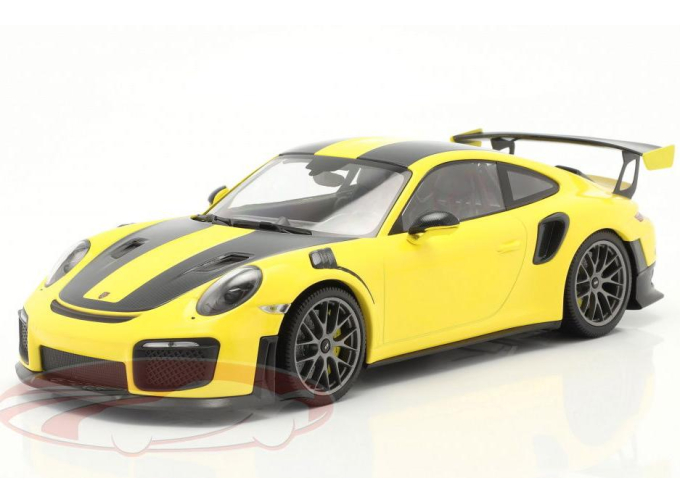 PORSCHE 911 (991 II) GT2 RS Weissach Paket (2018), racing yellow / silver Magnesium rims