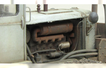 Т-74 бульдозер серый ранний (грязный, колпак, фигурка, основание)