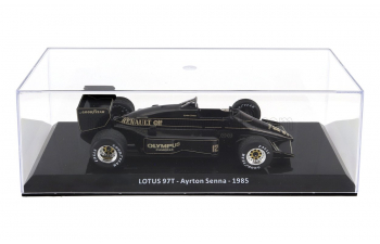 LOTUS F1 97t Renault Turbo Team Lotus №12 Season (1985) Ayrton Senna - Con Vetrina - With Showcase, Black Gold