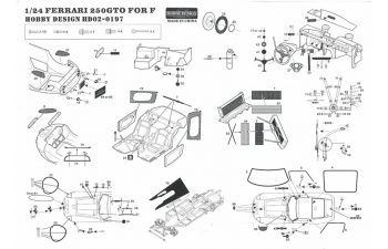 Набор для доработки FERRARI 250GTO Photo Etched Set для моделей Fujimi(PE+Knob switch+Toggle switch+Rivet Head)