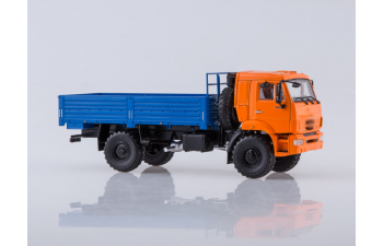 Камский грузовик 43502 бортовой, оранжевый / синий