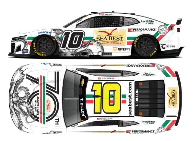 Chevrolet #10 Ty Dillon *Roma 70th Anniversary/Sea Best*, white 2025