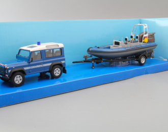 LAND ROVER Defender Gendarmerie с прицепом-лодкой, blue / white