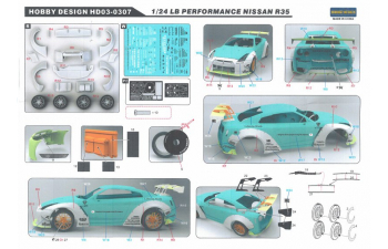 Конверсионный набор LB Performance Nissan R35 Detail-up Set (Resin+PE+Decals)