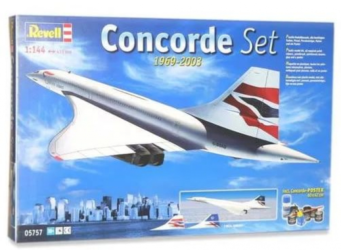 Сборная модель Пассажирский сверхзвуковой самолет Concorde (Подарочный набор)