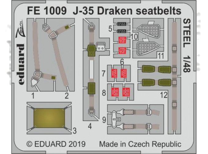 Фототравление для J-35 Draken, стальные ремни