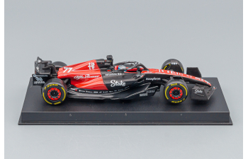 ALFA ROMEO F1 C43 Team Stake №77 Season (2023) Valtteri Bottas - Con Pilota E Vetrina - With Pilot And Showcase - Exclusive Carmodel, Black Red