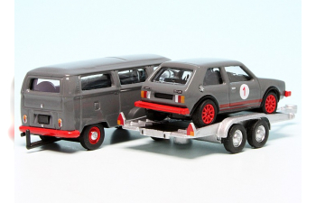 VOLKSWAGEN T2 Minibus (1962) With Trailer + Golf Gti Mki №1 Racing (1976), Grey Red