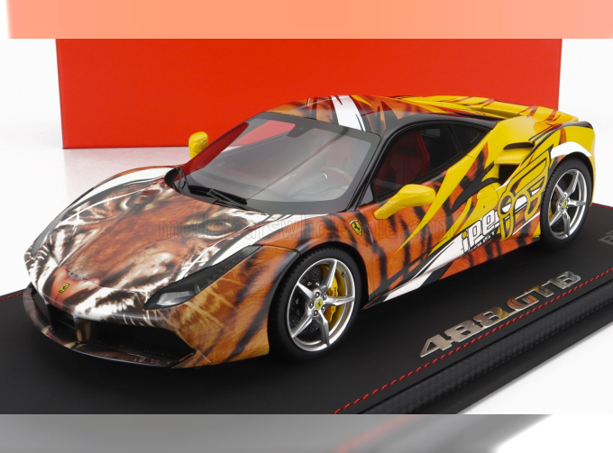 FERRARI 458 Gtb Ipe Tiger (2021) - Con Vetrina - With Showcase, Yellow Orange Black