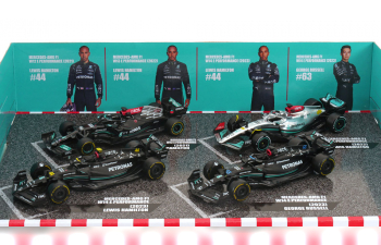 MERCEDES-BENZ Set 4 modelcars W12-W14, Hamilton/Russel (2021-2023)